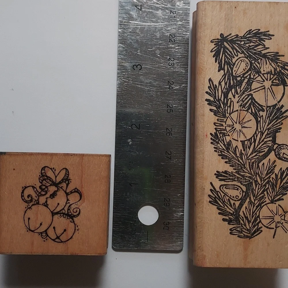Rubber Stamps Christmas Theme Set Of 10 Holiday Wooden Stamps